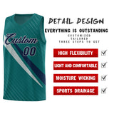 Custom Aqua Diagonal Pinstripe Pattern Color Block Sports Uniform Basketball Jersey