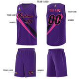 Custom Purple Diagonal Pinstripe Pattern Color Block Sports Uniform Basketball Jersey