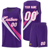 Custom Purple Diagonal Pinstripe Pattern Color Block Sports Uniform Basketball Jersey