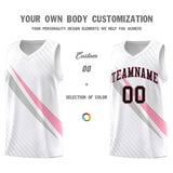 Custom White Diagonal Pinstripe Pattern Color Block Sports Uniform Basketball Jersey