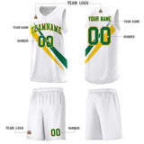 Custom White Diagonal Pinstripe Pattern Color Block Sports Uniform Basketball Jersey
