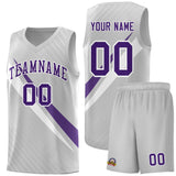 Custom Gray Diagonal Pinstripe Pattern Color Block Sports Uniform Basketball Jersey