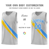 Custom Gray Diagonal Pinstripe Pattern Color Block Sports Uniform Basketball Jersey