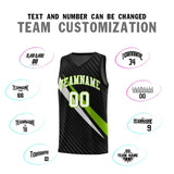 Custom Black Diagonal Pinstripe Pattern Color Block Sports Uniform Basketball Jersey