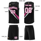 Custom Black Diagonal Pinstripe Pattern Color Block Sports Uniform Basketball Jersey