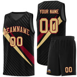 Custom Black Diagonal Pinstripe Pattern Color Block Sports Uniform Basketball Jersey
