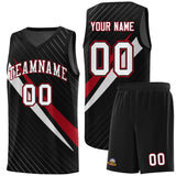 Custom Black Diagonal Pinstripe Pattern Color Block Sports Uniform Basketball Jersey