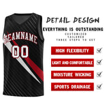 Custom Black Diagonal Pinstripe Pattern Color Block Sports Uniform Basketball Jersey