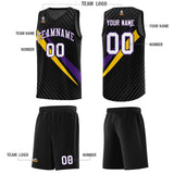 Custom Black Diagonal Pinstripe Pattern Color Block Sports Uniform Basketball Jersey