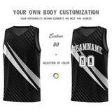 Custom Black Diagonal Pinstripe Pattern Color Block Sports Uniform Basketball Jersey