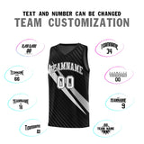 Custom Black Diagonal Pinstripe Pattern Color Block Sports Uniform Basketball Jersey