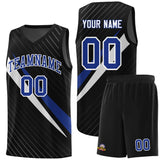 Custom Black Diagonal Pinstripe Pattern Color Block Sports Uniform Basketball Jersey
