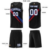 Custom Black Diagonal Pinstripe Pattern Color Block Sports Uniform Basketball Jersey