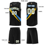 Custom Black Diagonal Pinstripe Pattern Color Block Sports Uniform Basketball Jersey