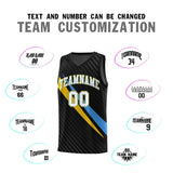 Custom Black Diagonal Pinstripe Pattern Color Block Sports Uniform Basketball Jersey