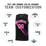 Custom Black Diagonal Pinstripe Pattern Color Block Sports Uniform Basketball Jersey