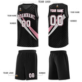 Custom Black Diagonal Pinstripe Pattern Color Block Sports Uniform Basketball Jersey