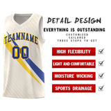 Custom Cream Diagonal Pinstripe Pattern Color Block Sports Uniform Basketball Jersey