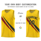 Custom Gold Diagonal Pinstripe Pattern Color Block Sports Uniform Basketball Jersey
