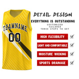 Custom Gold Diagonal Pinstripe Pattern Color Block Sports Uniform Basketball Jersey