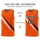Custom Orange Diagonal Pinstripe Pattern Color Block Sports Uniform Basketball Jersey