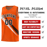 Custom Orange Diagonal Pinstripe Pattern Color Block Sports Uniform Basketball Jersey