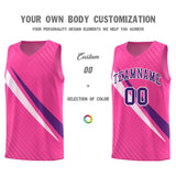 Custom Pink Diagonal Pinstripe Pattern Color Block Sports Uniform Basketball Jersey