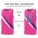 Custom Pink Diagonal Pinstripe Pattern Color Block Sports Uniform Basketball Jersey