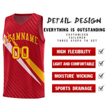 Custom Red Diagonal Pinstripe Pattern Color Block Sports Uniform Basketball Jersey