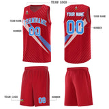 Custom Red Diagonal Pinstripe Pattern Color Block Sports Uniform Basketball Jersey