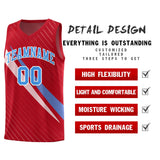 Custom Red Diagonal Pinstripe Pattern Color Block Sports Uniform Basketball Jersey