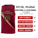 Custom Crimson Diagonal Pinstripe Pattern Color Block Sports Uniform Basketball Jersey