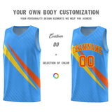 Custom Light Blue Diagonal Pinstripe Pattern Color Block Sports Uniform Basketball Jersey