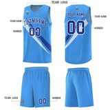 Custom Light Blue Diagonal Pinstripe Pattern Color Block Sports Uniform Basketball Jersey