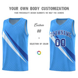 Custom Light Blue Diagonal Pinstripe Pattern Color Block Sports Uniform Basketball Jersey