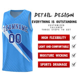 Custom Light Blue Diagonal Pinstripe Pattern Color Block Sports Uniform Basketball Jersey
