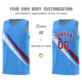 Custom Light Blue Diagonal Pinstripe Pattern Color Block Sports Uniform Basketball Jersey