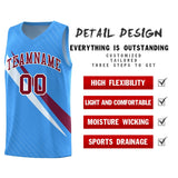 Custom Light Blue Diagonal Pinstripe Pattern Color Block Sports Uniform Basketball Jersey