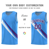 Custom Light Blue Diagonal Pinstripe Pattern Color Block Sports Uniform Basketball Jersey
