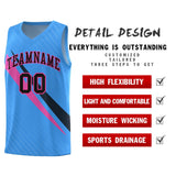 Custom Light Blue Diagonal Pinstripe Pattern Color Block Sports Uniform Basketball Jersey