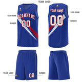 Custom Royal Diagonal Pinstripe Pattern Color Block Sports Uniform Basketball Jersey