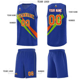 Custom Royal Diagonal Pinstripe Pattern Color Block Sports Uniform Basketball Jersey