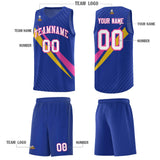 Custom Royal Diagonal Pinstripe Pattern Color Block Sports Uniform Basketball Jersey