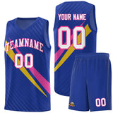 Custom Royal Diagonal Pinstripe Pattern Color Block Sports Uniform Basketball Jersey