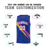 Custom Royal Diagonal Pinstripe Pattern Color Block Sports Uniform Basketball Jersey