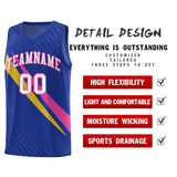 Custom Royal Diagonal Pinstripe Pattern Color Block Sports Uniform Basketball Jersey