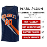 Custom Navy Diagonal Pinstripe Pattern Color Block Sports Uniform Basketball Jersey