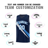 Custom Navy Diagonal Pinstripe Pattern Color Block Sports Uniform Basketball Jersey