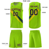Custom Neon Green Diagonal Pinstripe Pattern Color Block Sports Uniform Basketball Jersey