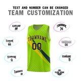 Custom Neon Green Diagonal Pinstripe Pattern Color Block Sports Uniform Basketball Jersey